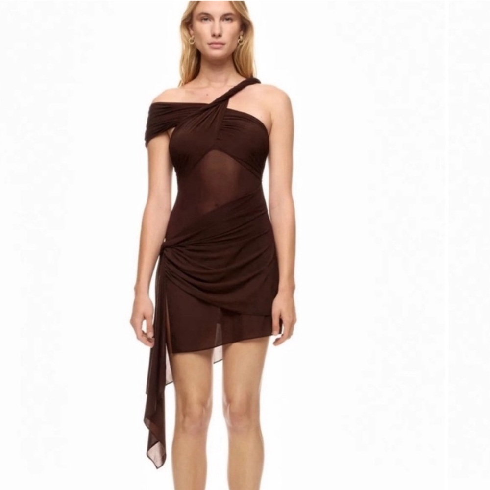 Ronny Kobo Brown Izel Mini Dress Size Extra Large